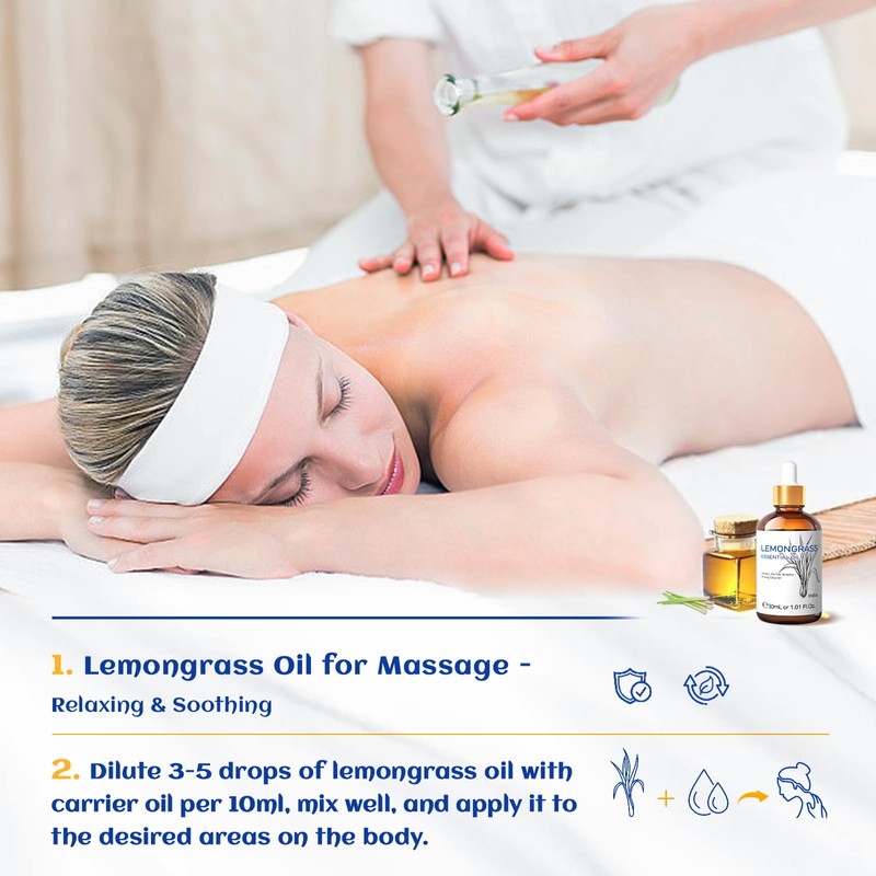 HIQILI 1 Fl Oz Lemongrass Essential Oil, 100% Pure Natural