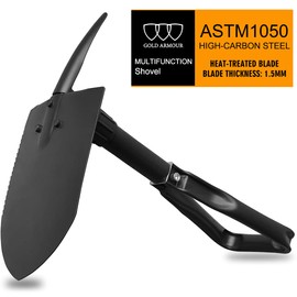 Gold Armour Military Folding Camping Shovel, High Carbon Steel Survival Shovel Entrenching Tool Handle with Carrying Pouch