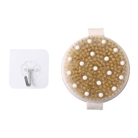 Vtrem Body Brush Exfoliator for Wet or Dry Brushing 100% Natural Boar Bristles Bath Brush Massager with Soft Beads & Sticky Hook Get Rid of Your Cellulite and Dead Skin, Improve Your Circulation