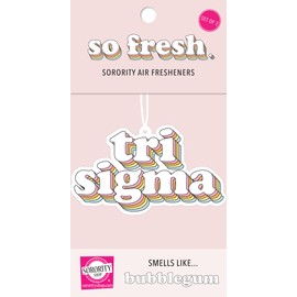 Sorority Shop Sigma Sigma Sigma Retro Air Freshener - Tri Sigma Bubblegum Scented Air Freshener – Sorority Retro Design Air Freshener for Car or Dorm– Sorority Gift, Charm Paraphernalia