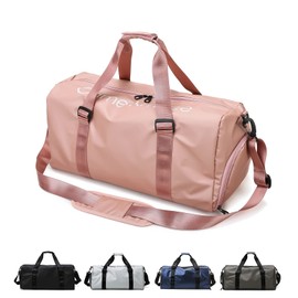 iophi Sports Bags for Men and Women, Travel Bag and Handbags - with Shoe Compartment and Wet Compartment - Travel Bag for Sports, Gym, Duffle Bag for Weekend Trips, Pink, pink