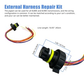 External Harness Repair Kit Fit for Chevy GMC 6L80E 6L90E Transmission 6R60 6R80 6R75 Automatic Transmission TCM T43 Wiring Connector Pigtail Harness Replace 1292813 350-0168