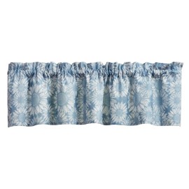 Enchanted Farmhouse Flower Window Valance Blue White  60" x 14"