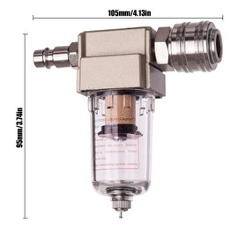 Jiavlyx Compressed Air Filter, Water Separator, Oil Separator, 1/4 Inch Connection Water and Oil Separator, with 4 Quick Connectors and a Teflon Tape, for Pressure Regulator Pneumatic Compressor