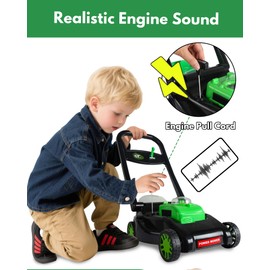 Kids Lawn Mower with Realistic Grass-Cutting Action and Sounds – No Batteries Required | Fun Outdoor Push Toy, Birthday Gift & Halloween Present for 3, 4, 5, 6, 7, 8 Year Old Boys and Girls (Black)