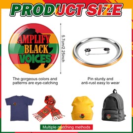 Quelay 240 Pcs Black History Month Pin Button Bulk 2.3" Big Black Power Pin African American Button Badge for Bag Hat Clothes