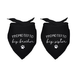 Promoted to Big Brother Sister White Pet Dog Bandanas Triangle Scarf Bandanas Bibs Birthday Party Props Gender Revealing Photo Props Accessories for Pet Dog Lovers Gifts Pack of 2