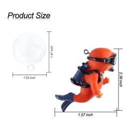 WishLotus Aquarium Decorations, Mini Cute Fish Tank Floating Decor Aquarium Ornament Resin Aquarium Diver Decorations for All Kinds of Aquarium/Fish Tank Landscaping Decorations (Orange)