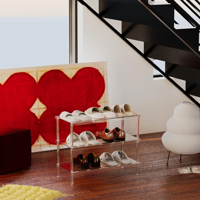 Aquiver 3-Tier Acrylic Shoe Rack - Modern Freestanding Shoe Storage