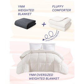 YnM Weighted Blanket Queen 30lbs, The Heavy Oversized Weighted Comforter, Warm & Fluffy Throw (Neutral Beige, 30lbs, 90" Lx90 W)