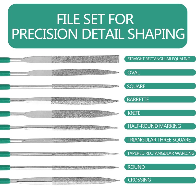 Millousong Hand File Set,Diamond Needle Files 6.3' /10 Shapes for