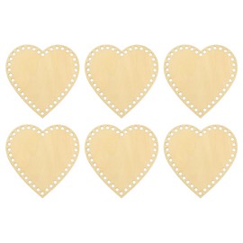 PATIKIL 6" x 6" Crochet Basket Bottom, 6Pcs Heart Shape Blank Crochet Knitting Wooden Base for DIY Craft Weaving Basket Making Supplies Home Decoration