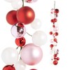 RAZ Imports DC Ball Garland, 4-Foot Length, Pink, Red, and White, Plastic