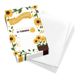 Desert Cactus Sunflower 1 Invitations (25 ct.) Invite Cards Happy Birthday Invitations Invite Cards With Envelopes Girls Boys Kids Party (25ct)