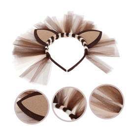 Gatuida Lion Mane Party Headdress Headband for Lightweight Brown Hoop with Gauze Design Non Slip Performance and Cosplay Accessory for Birthday and Costume Events