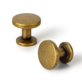 Yanxia Set of 12 Sleek Antique Brass Cabinet Knobs with Cylindrical Stem – Vintage Kitchen Drawer Handles Minimalist Dresser Hardware