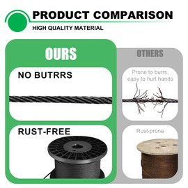 Andorm 1/8 400ft T316 Stainless Steel Railing Cable Wire Rope 7x7 Strands Construction for Deck Cable Railing System, Cable Railing Hardware, Aircraft Cable Kits