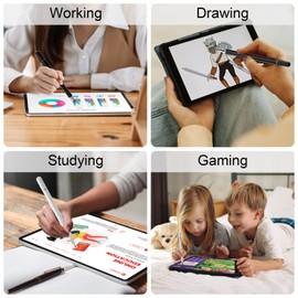 Stylus Pens, Universal Pen, Capacitive Disc Tip Pen, 2 in 1 Touchscreen Pen, Magnetic Cap, Compatible Pens for Touchscreen Smartphones, Tablets, Laptops, Pack of 2 (Black & White)