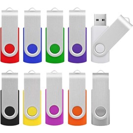 KOOTION Pack of 10 USB Sticks 64 GB Memory Sticks Set USB 2.0 10 Pieces Colourful Data Stick Memory Stick Metal 64G Thumb Drive Pack of 10 Flash Drives 64 Gbyte Flash Sticks USB Flash Drives
