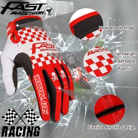 Fast passion Motorcycle Gloves for Men and Women,Full Finger Mountain Dirt Bike Gloves,Motocross Gloves Anti-Slip MX MTB ATV BMX Road Racing,Biking,Riding Cycling Gloves (Red01, X-Large)