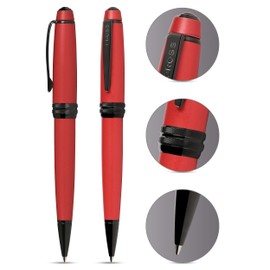 Cross Bailey Matte Red Lacquer Ballpoint Pen with polished black PVD appointments