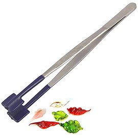 AAProTools Flat Masher Tweezers PVC Dip Square Disk Head, for Lampworking, Bead Making, Glass Blowing