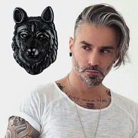 Norse Viking Wolf Stud Earrings Stainless Steel Retro Fenrir Ear Studs Charms