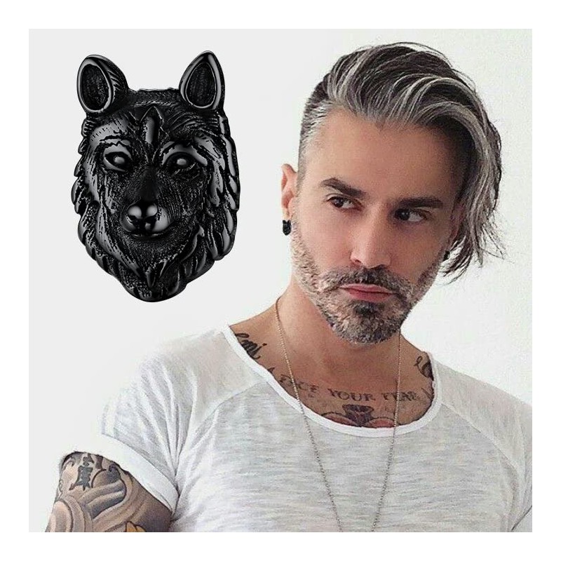 Norse Viking Wolf Stud Earrings Stainless Steel Retro Fenrir Ear