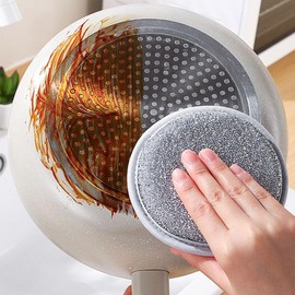 Wire Dishwashing Rag 10pcs, Multipurpose Wet & Dry Double Layer Wire Dishcloth, Scratch-Resistant Round Sponge Wipes for Kitchen Utensil Cleaning