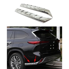 ANUNFRRE Car Accessories Fit for Toyota Highlander 2020 2021 2022 2023 Rear Bumper Corner Protection Decoration Strip Guard Plate Cover Trim (Chrome Silver) ABS 2 PCS