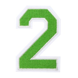MECCANIXITY Iron on Number Patches, 3 Inch Number 2, Iron on Number Patches Large, Embroidered Numbers Patches Applique Patches Iron on for Clothes Hats, Green