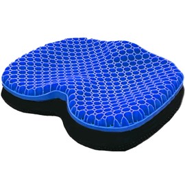 ComforTec Gel Seat Cushion - Honeycomb Cooling Seat Cushion Back Support, Pressure Relief & Long Sitting - Non-Slip Chair Cushion Traveling, Wheelchair, Car Seat, Office & Gaming Chair (Blue, Large)