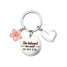 Dochais 1 x Best Friend Keyring, Inspirational Quote Key Ring, Pink Cherry Blossom Keyring, Birthday Gifts for Best Friends, pink
