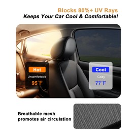 ECOZEN Car Window Sunshade for 2024-2025 Toyota Tacoma Accessories - 4 Pcs Pack Side Sun Shade Magnetic Sunshade Insulate Heat & UV with Breathable Mesh