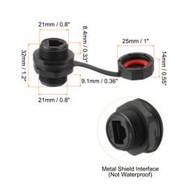 sourcing map RJ45 Panel Mount Coupler, IP67 Shielded Industrial Panel Mount Bulkhead Ethernet LAN Pass Through Connector for CAT6/CAT5E/CAT5, Pack of 2