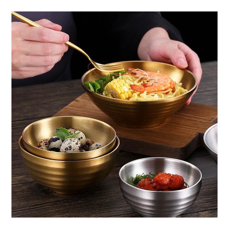 Mengbaobao Soup Bowls Ramen Bowls Set of 3 SUS304 Stainless