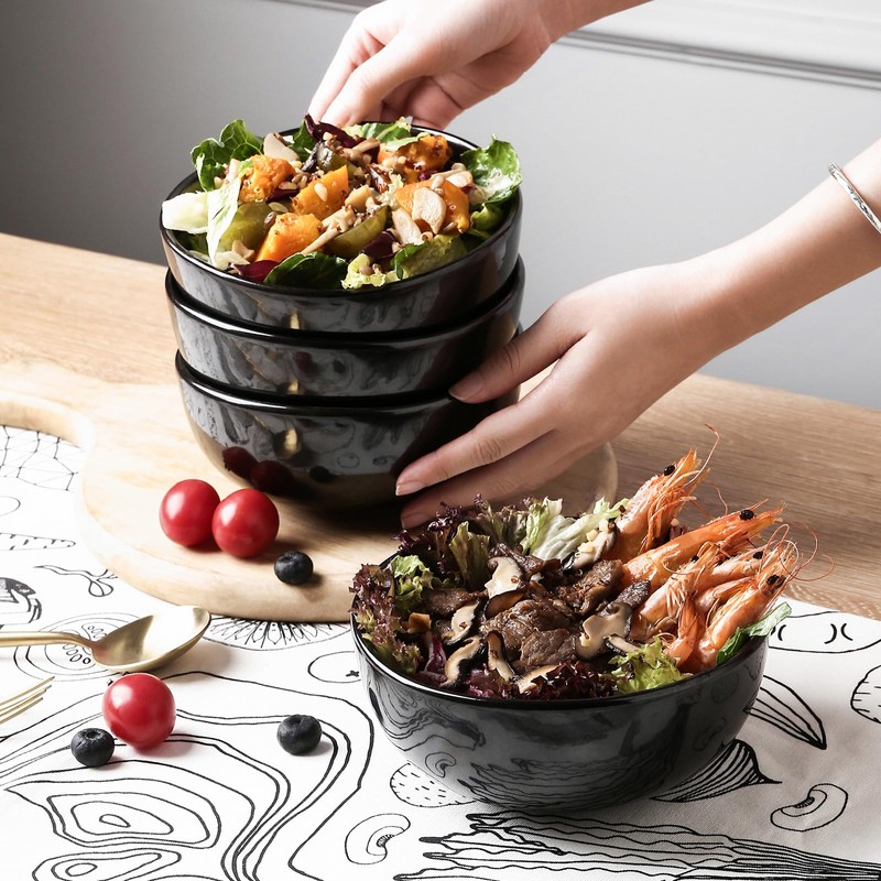 vicrays Ceramic Cereal Bowls Set - Porcelain 26 Ounce Soup