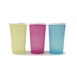 Tupperware To Go Eco 330 ml Yellow + Pink + Blue Cup Drinking Cup with Lid 39191