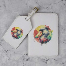 Azeeda 'Shoebill Stork Portrait' Passport Cover & Luggage Tag Travel Set (PA00029300)