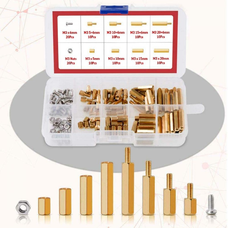 240Pcs M2(120Pcs) and M3(120Pcs) Male Female Brass Standoff Spacer PCB