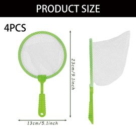 4 Pcs Fishing Nets for Kids,Small Fishing Net,Butterfly Net,Childrens Fishing Nets for Beach Toys,Ideal for Beaches, Forests, Catching Small Fish, Insects and Butterflies