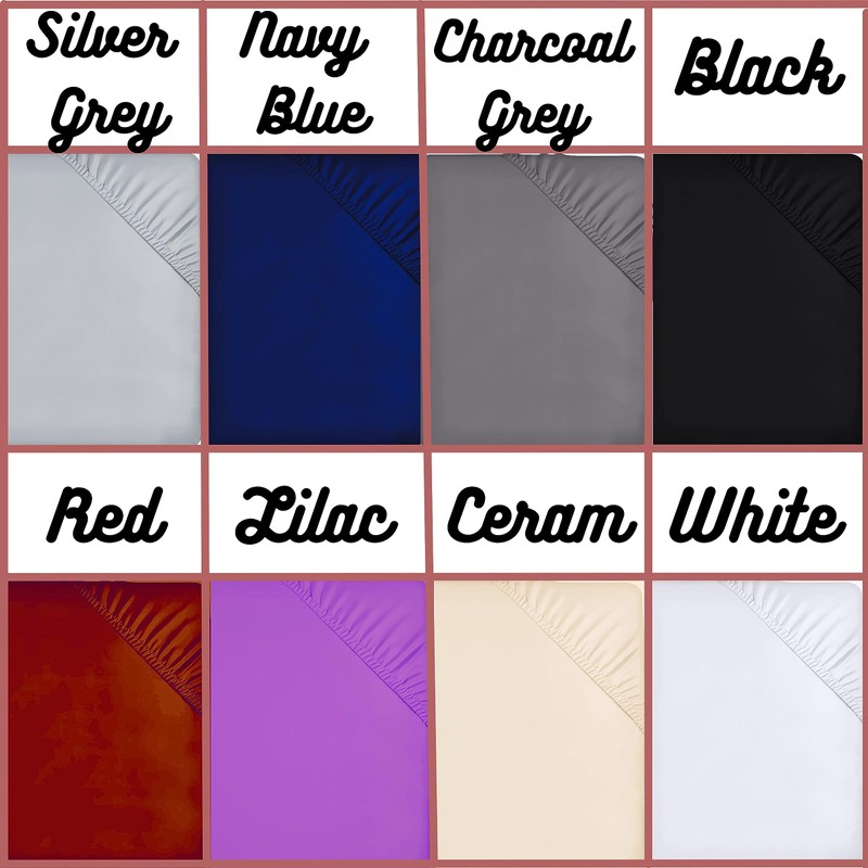 EV DEKOR Fitted Sheet Double, Grey - Deep Pocket Bedsheet