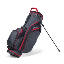 Datrek Go Lite Hybrid Golf Stand Bag, 14 Way Top with Full Length Individual Dividers, Lightweight, Removable Dual Shoulder Straps, 6 Pockets, Charcoal/Red/Black