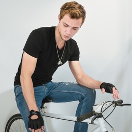 U7 Männerschmuck Silber Halskette Fahrrad Rad Anhänger Krafttraining Radfahrer Rennrad Sportkette Edelstahl Fitness Kettenanhänger Pendant Necklace Mens Personalisiert Modeschmuck für Ehemann Vati