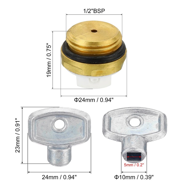PATIKIL 1/2" BSP Male Thread Manual Radiator Air Vent Plug
