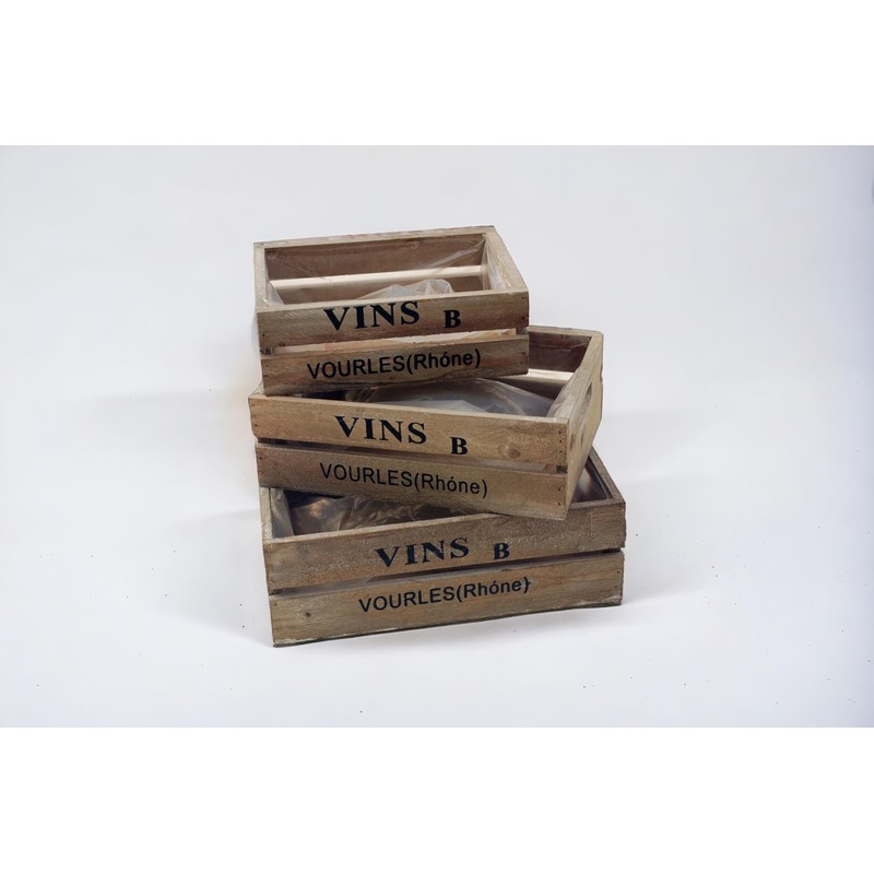 Decorative Wooden Wine Boxes, Set of 3