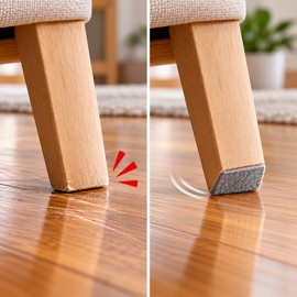 2-Pack Self-Adhesive Felt Furniture Strips for Floor Protection – 1.18 in Wide Cut-to-Fit Rolls in Gray or White