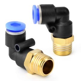 TAILONZ PNEUMATIC Male Elbow 6mm Tube OD x 1/4 BSP Push to Connect Fittings PL6-02 (Pack of 2)