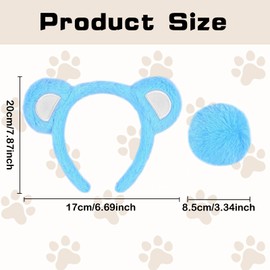 Bear Ears Headband, Bear Ears Headband and Tail Set, Bear Ears Headband Party Headwear, Animal Headband Bear for Children Adults, Bear Ears Headband for Carnival Cosplay Theme Party (B)