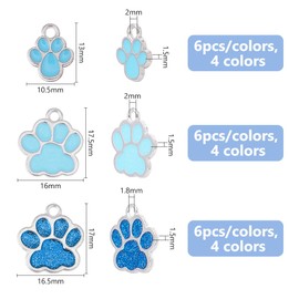 DICOSMETIC 72Pcs 12 Styles Puppy Prints Charms Paw Charms Alloy Enamel Cat Paw Charms Glitter Footprint Animal Charms Dog Paw Print Charms Pendants for DIY Jewelry Making Necklace Bracelet